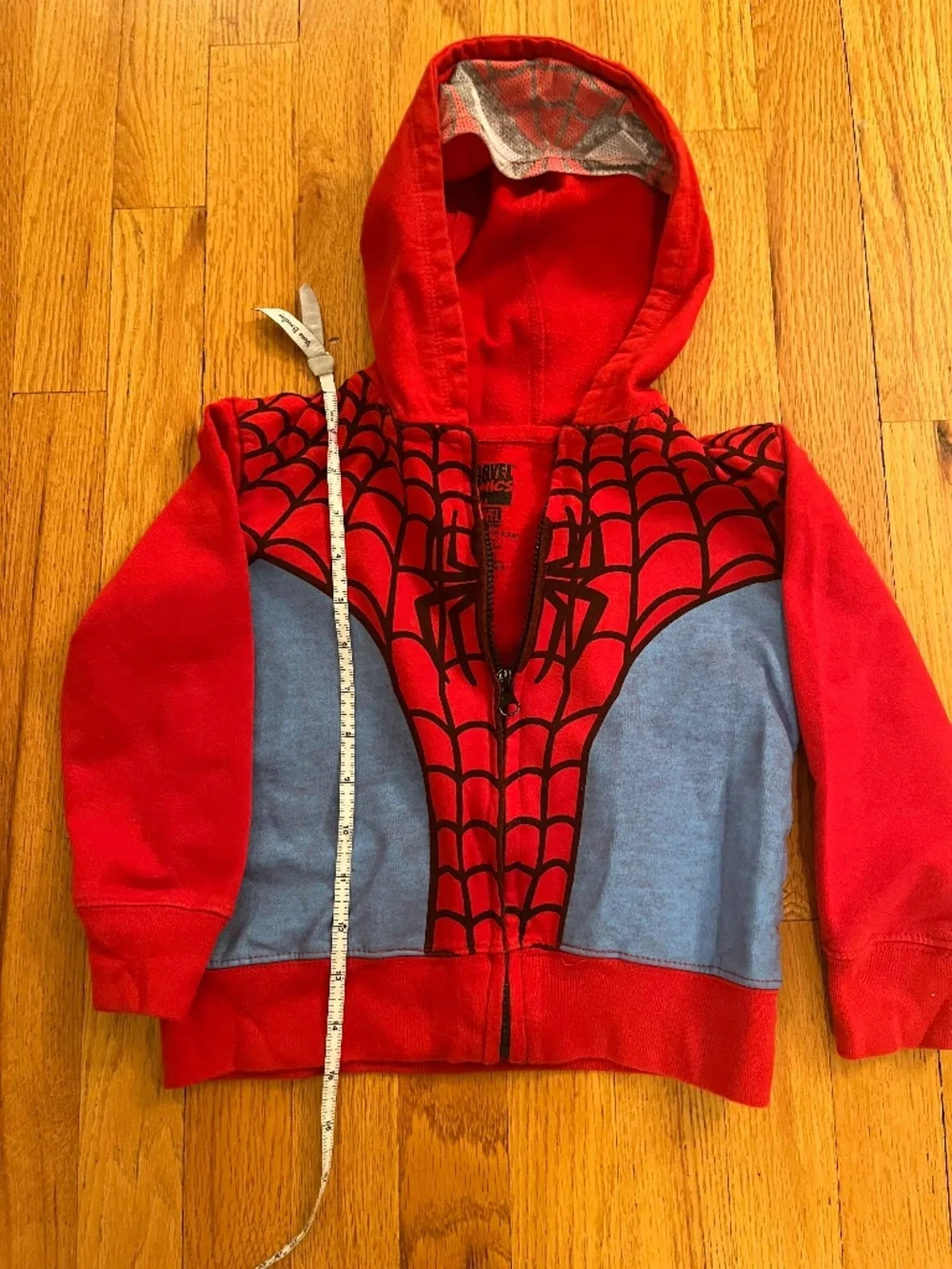 Marvel Boys Spider-Man Fleece Full Zip Costume Hoodie Red Blue Size 4T/5T - Picture 2 of 3